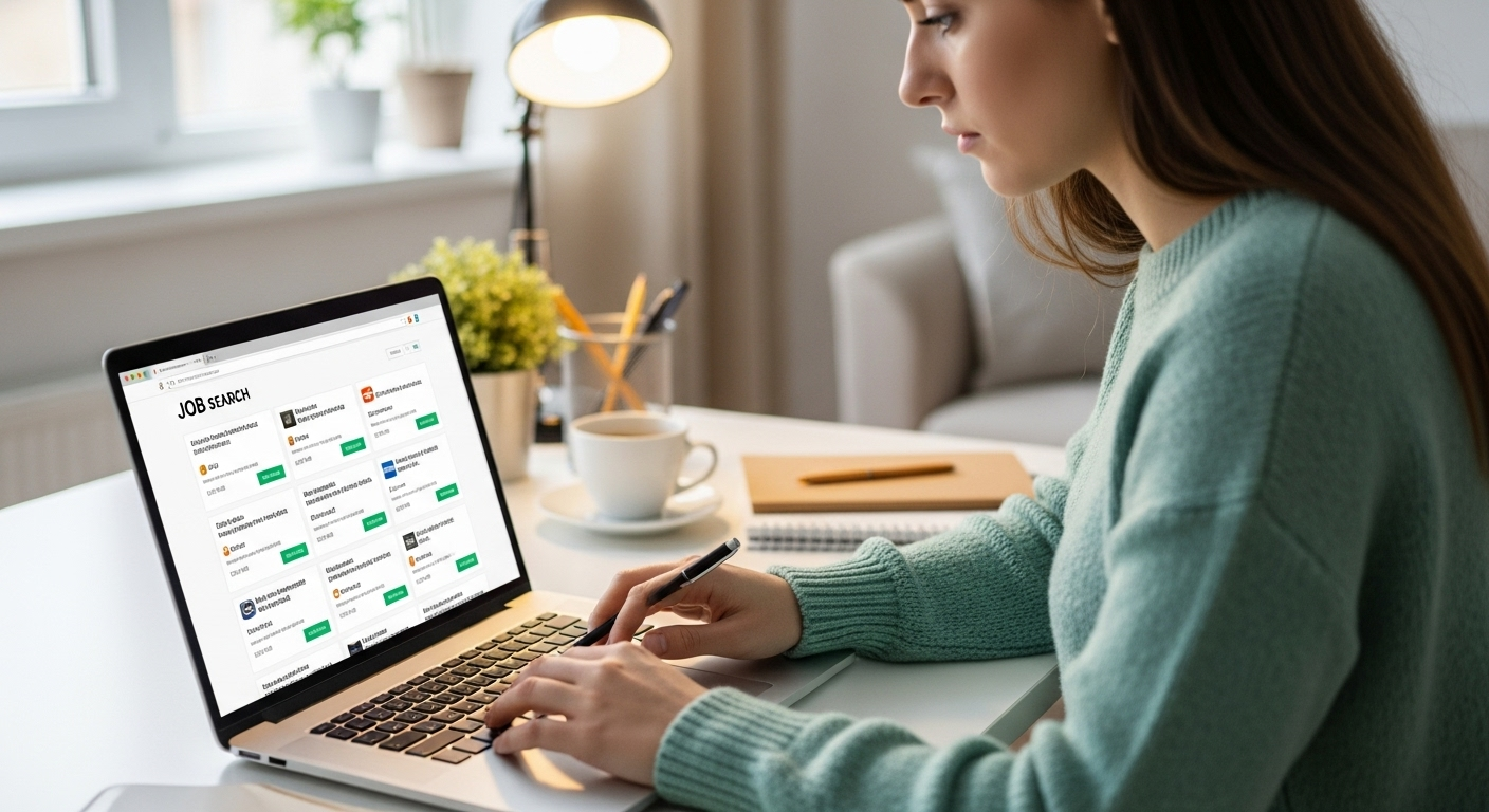 job seeker browsing job openings online
