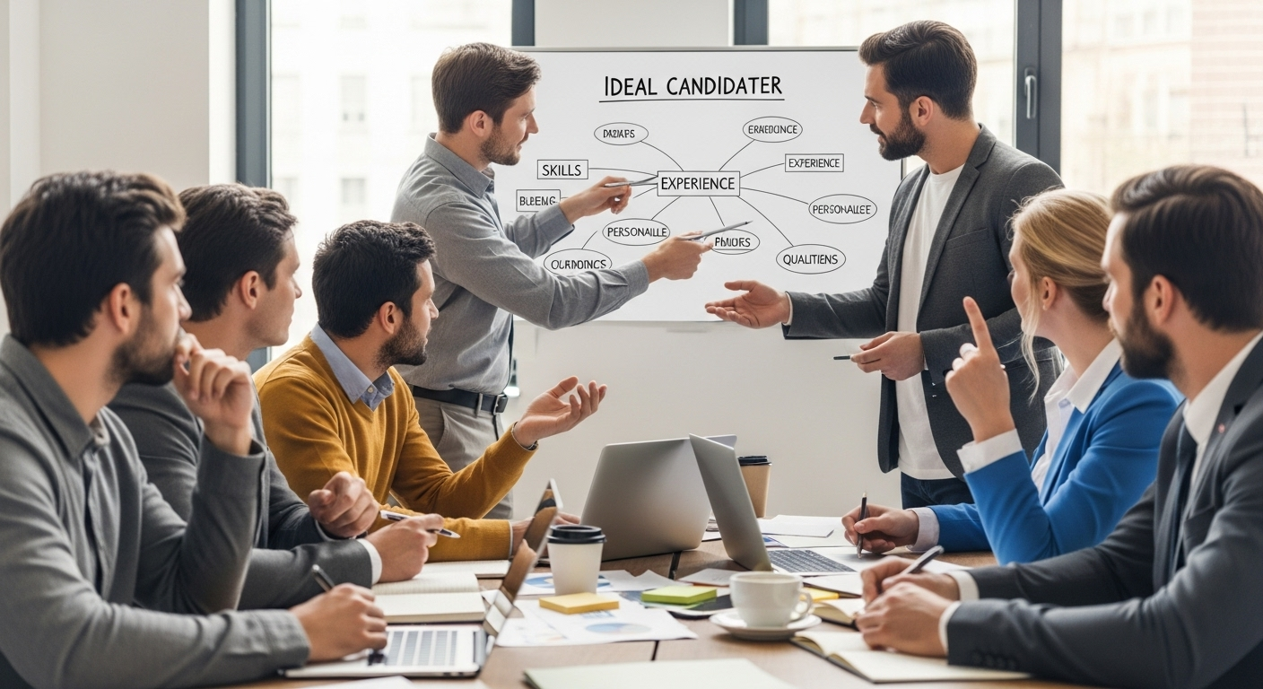Team discussing traits of an ideal candidate